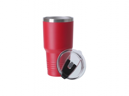 Engraving Blanks 30oz/900ml Powder Coated Stainless Steel Tumbler w/ Ringneck Grip (Red)