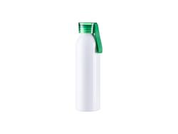 Botella Deportiva Slim Aluminio Blanca 22oz/650ml con Tapa verde