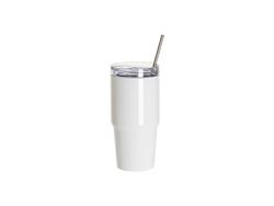 Sublimation 20oz/600ml Stainless Steel Travel Tumbler with Lid &amp; Straw(White)