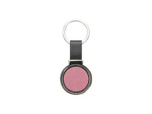 Engraving Blanks Metal Keyring  w/ Engravable Leather (Round, Pink)