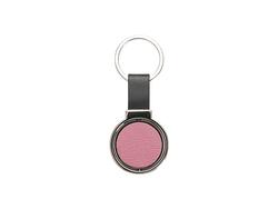 Engraving Blanks Metal Keyring  w/ Engravable Leather (Round, Pink)