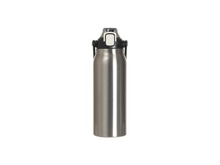 Garrafa Travel Inox 57oz/1700ml com Tampa e Canudo Preto e Alça (Prateado)