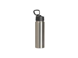 Garrafa de Água Inox 30oz/900ml com Canudo e Tampa Preta (Prateado, uma capa)Quantidade mínima 2000uds