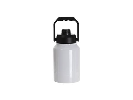 Vaso de acero inoxidable de 64 oz / 2000 ml con tapa portátil negra (blanco)