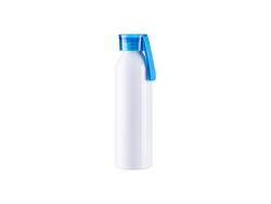 Garrafa Sport Slim Alumínio Branca 22oz/650ml com Tampa azul