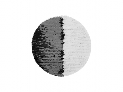 Sublimation φ19cm Flip Sequins Adhesive White Base (Round, Black w/ White)