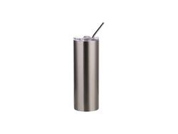 Tumbler Inox 20oz/600ml com Canudo e Tampa Anti-Vazamento (Prateado)Quantidade mínima:500uds