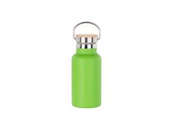 Garrafa Inox 350ml/12oz Coberto em Pó com Tampa de Bambu Fácil de levar  (Verde)