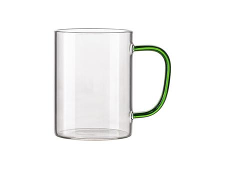 15oz/450ml Glass Mug w/ Light Green Handle(Clear)