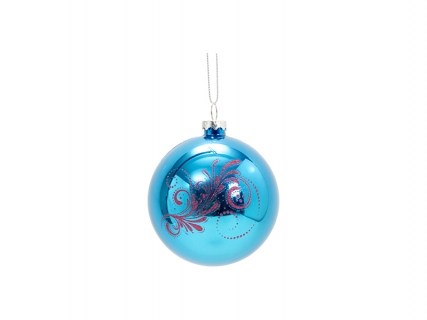 8cm Plastic Patterned Christmas Ball Ornament w/ String(Blue, Vine)
