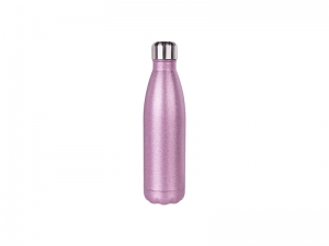 Sublimation 17oz/500ml Glitter Stainless Steel Cola Shaped Bottle (Pink)