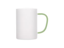 Sublimation 12oz/360ml Glass Mug w/ Light Green Handle(Frosted)