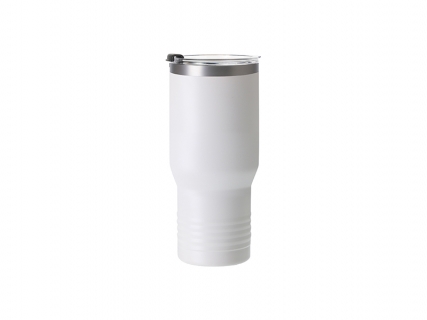 Sublimation Blanks 22oz/650ml Powder Coated Ringneck Grip Stainless Steel Tumbler with Straw(White, Matt Sub Coating)