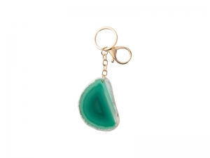 Engraving Agate Keyring (Green, φ4-7cm)