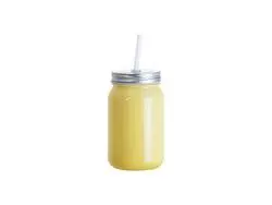 Mason Jar 15oz/450ml Sin asa full color (Amarillo)