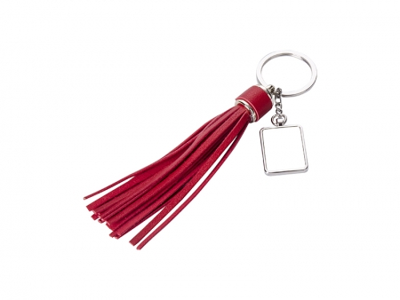 Sublimation Rectangle Keychain w/ Long Tassel (Red)