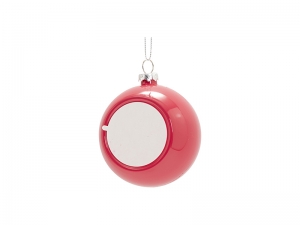 7.8cm Plastic Christmas Ball Ornament w/ String(Glossy Pink)