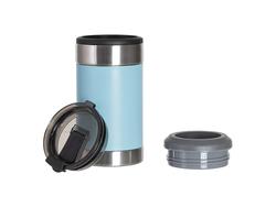 Esfriador de Latas 4x1 Inox e Couro Sintético PU 12oz/350ml para gravagem laser (Azul Celeste/branco)Quantidade mínima 1000uds