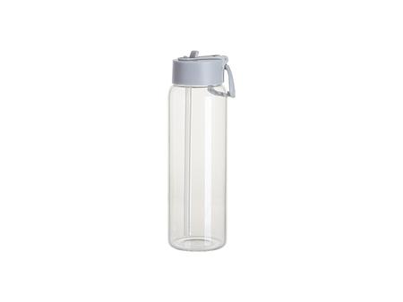 Garrafa Desportiva Vidro Transparente 32oz/950ml Sublimação com Canudo e Tampa Cinza