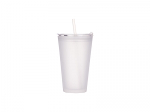 Sublimation 15oz/450ml Glass Tumbler w/ Lid &amp; Straw (Frosted)