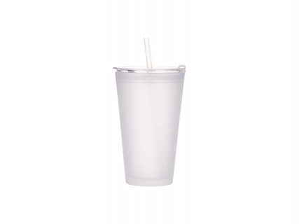 Sublimation 15oz/450ml Glass Tumbler w/ Lid &amp; Straw (Frosted)