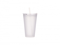 Sublimation 15oz/450ml Glass Tumbler w/ Lid &amp; Straw (Frosted)