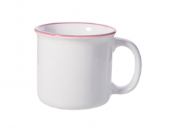 Caneca Esmalte Cerâmica 10oz/300ml (Borda Cor-De-Rosa)