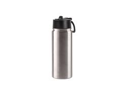 Garrafa Inox 18oz/550ml com Bocal Largo e Alça Rotatória (Prateado)Quantidade mínima:500uds