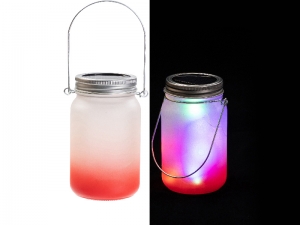 15oz/450ml Sublimation Blanks Mason Jar w/ Lantern Lid and Metal Handle (Frosted, Gradient Red)
