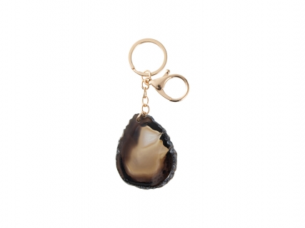 Engraving Agate Keyring (Black, φ4-7cm)