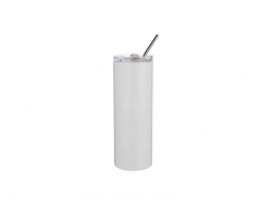 Sublimation 20oz/600ml Stainless Steel Skinny Tumbler with Straw &amp; Lid (White)