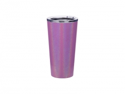 Sublimation 16oz/480ml Glitter Sparkling Stainless Steel Tumbler w/ Lid (Purple)