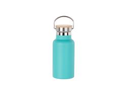 350ml/12oz Portable Bamboo Lid Powder Coated Stainless Steel Bottle (Mint Green)
