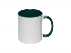 Mug 330 ml avec intérieur et anse vert foncé Sublimation Transfert Thermique