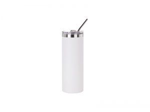 Sublimation Blanks 20oz/600ml Powder Coated SS Tumbler with Straw &amp; Waterproof Flip Lid (White, Matt Sub Coating)