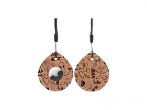 Sublimation Blanks PU AirTag Cover Pendant(Teardrop, Brown)