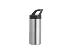 Tumbler Fino Acero Inoxidable 16oz/480ml con Pajita y Tapa Negra Portátil (Plateado)