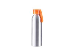 Garrafa Sport Slim Alumínio Prateada 22oz/650ml com Tampa laranja