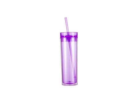 Vaso Plástico Doble Capa 16oz/473ml con Tapa y Pajita (Morado Claro)