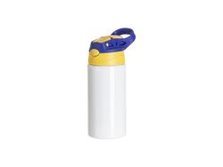 Botella de Agua 17OZ/500ml Blanca Aluminio con tapa Amarillo / Azul