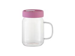 Mason Jar de Vidro 20oz/600ml com Tampa de silicone (Transparente, Rosa)