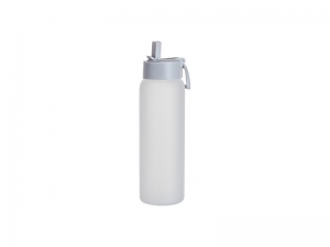 Sublimation Blanks 32oz/950ml Glass Sports Bottle w/ Grey Straw Lid