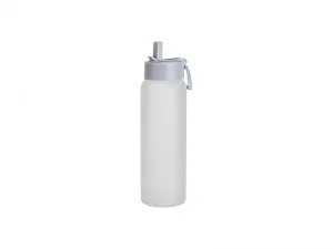 Sublimation Blanks 32oz/950ml Glass Sports Bottle w/ Grey Straw Lid