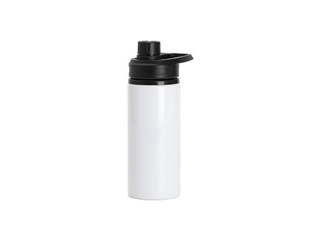 Botella de agua de aluminio 20oz/600ml con Tapón portátil Negro (Blanco)