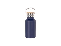 Garrafa Inox 350ml/12oz Coberto em Pó com Tampa de Bambu Fácil de levar  (Azul Escuro)