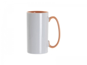 Sublimation Blanks 12.8oz/380ml Inner/Handle Color Skinny Tall Mug-Orange