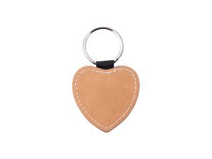 Sublimation PU Leather Key Chain (Brown, Heart)