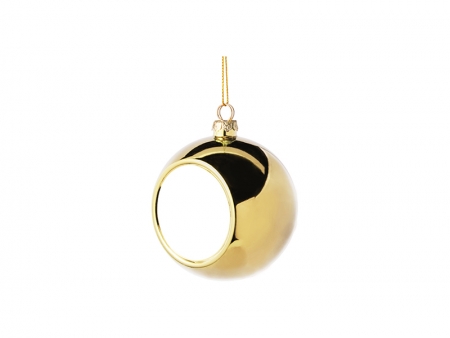 Sublimation 8cm Plastic Christmas Ball Ornament (Gold)