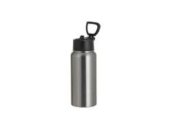 Garrafa de Água Inox 25oz/750ml com Bocal Largo e Tampa Portátil (Prateado)