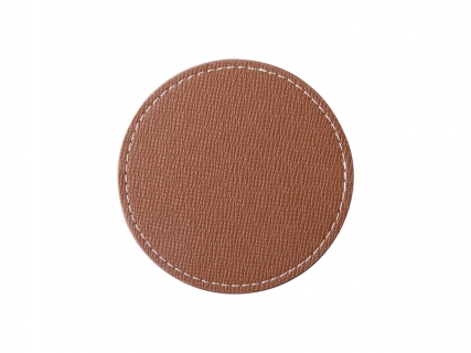 PU Leather Round Mug Coaster (Φ9.5cm,Brown)